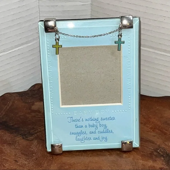 Baby boy picture frame easel display cross charms  nothing sweeter VERY NICE - Picture 6 of 7